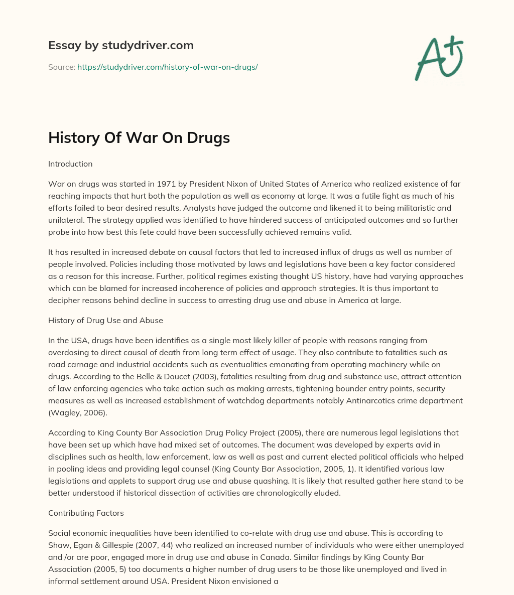 History of War on Drugs essay