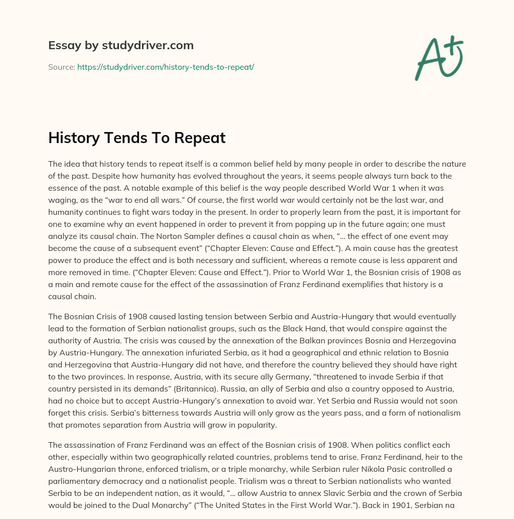 History Tends to Repeat essay
