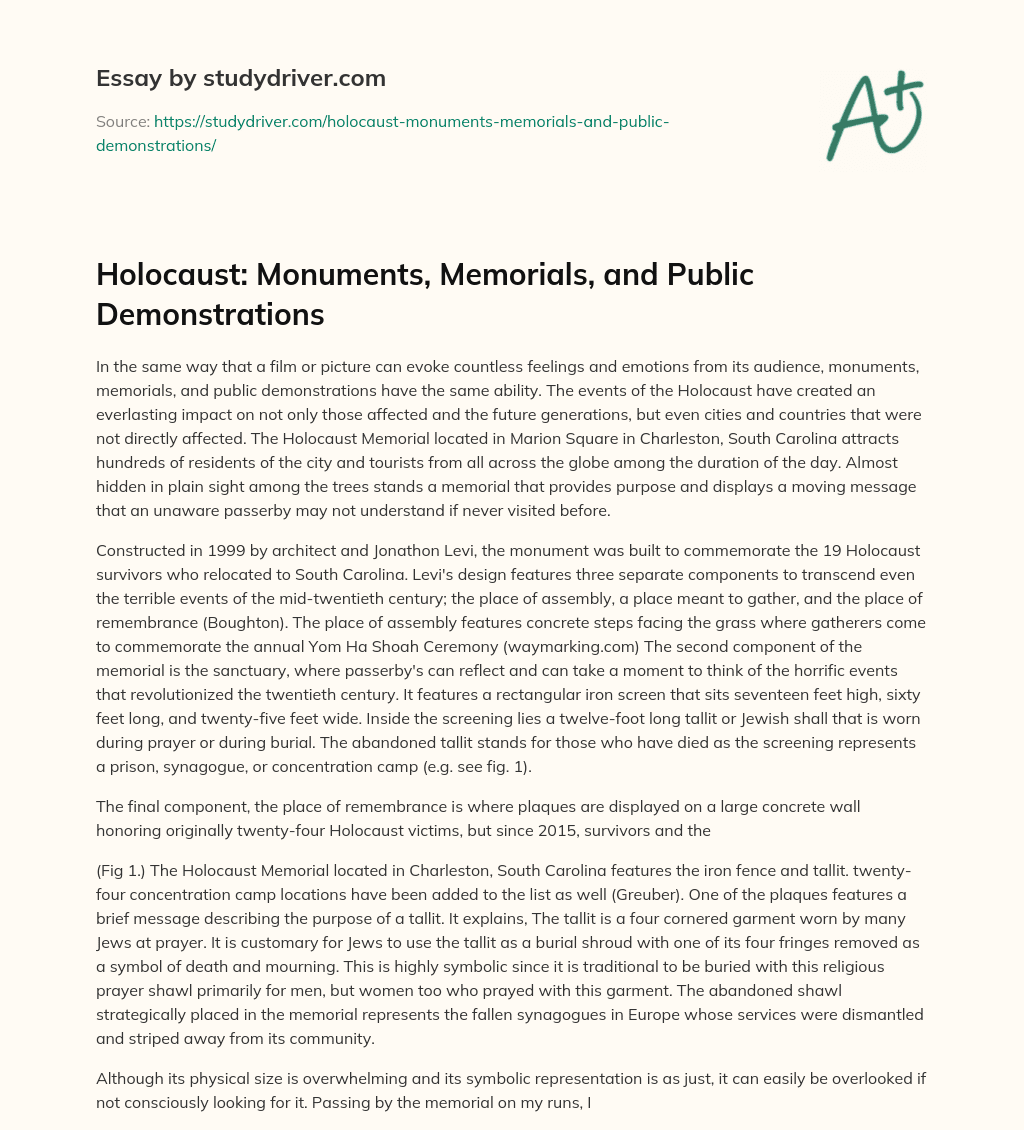 Holocaust: Monuments, Memorials, and Public Demonstrations essay