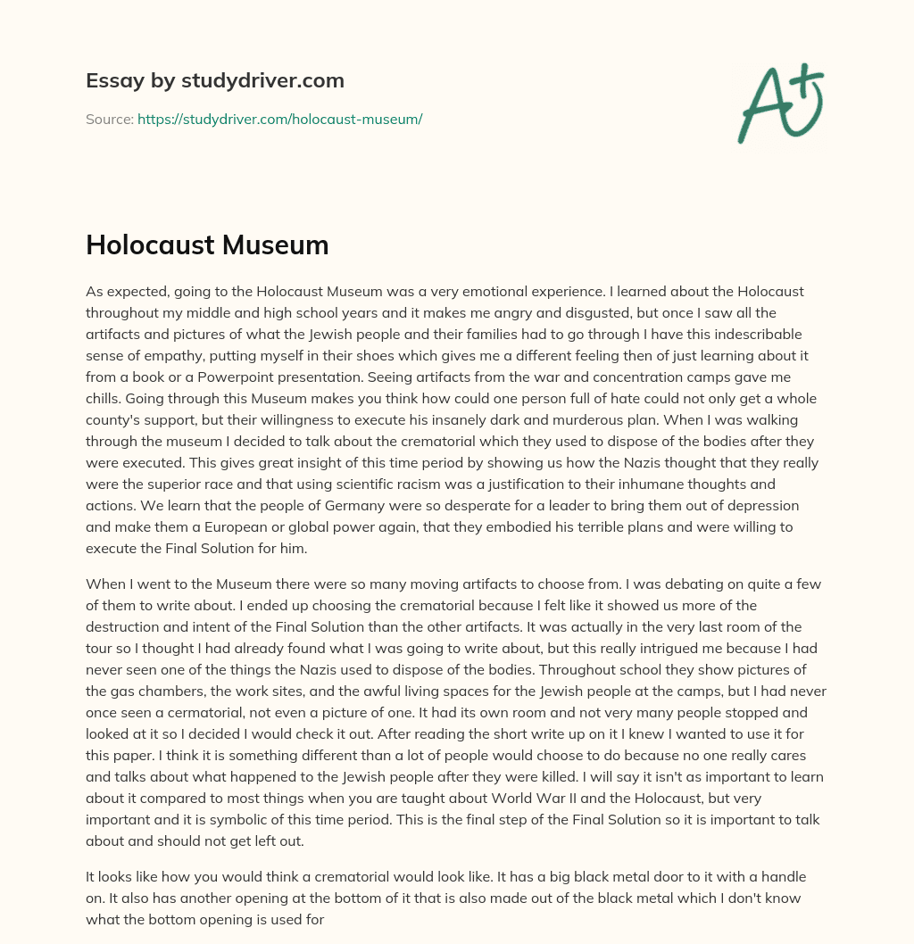 Holocaust Museum essay
