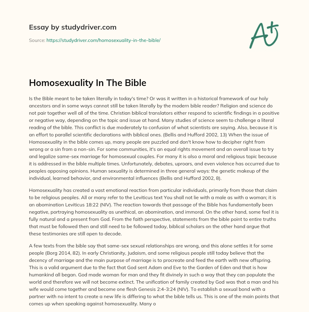 Homosexuality in the Bible essay