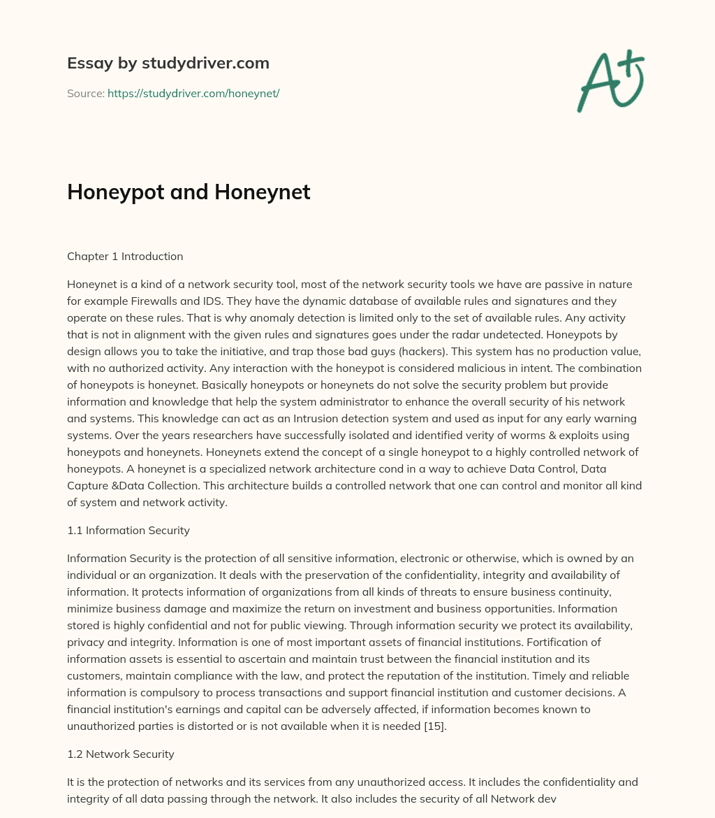 Honeypot and Honeynet essay