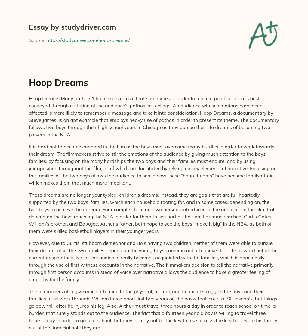 Hoop Dreams essay