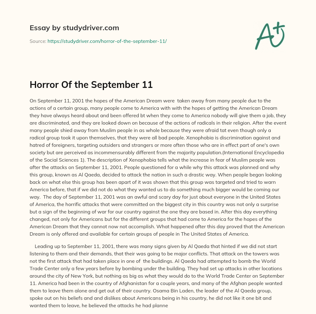 Horror of the September 11 essay