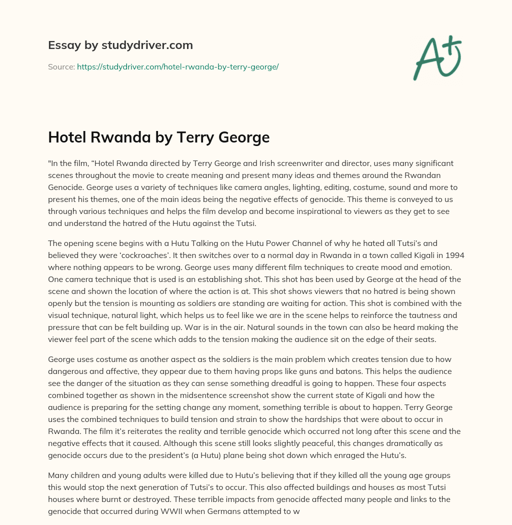 Hotel Rwanda by Terry George essay