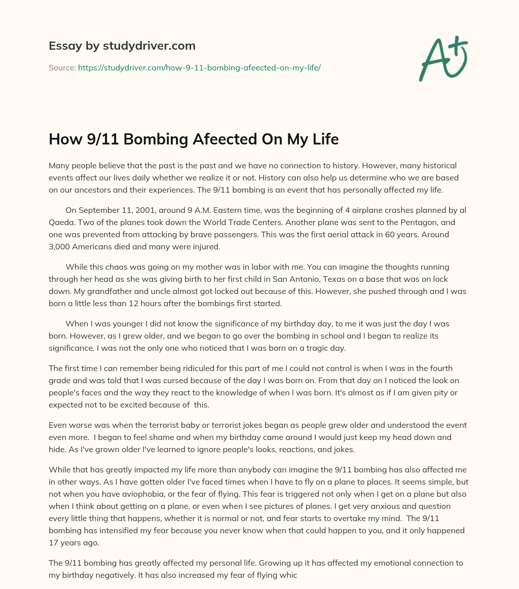 How 9/11 Bombing Afeected on my Life essay