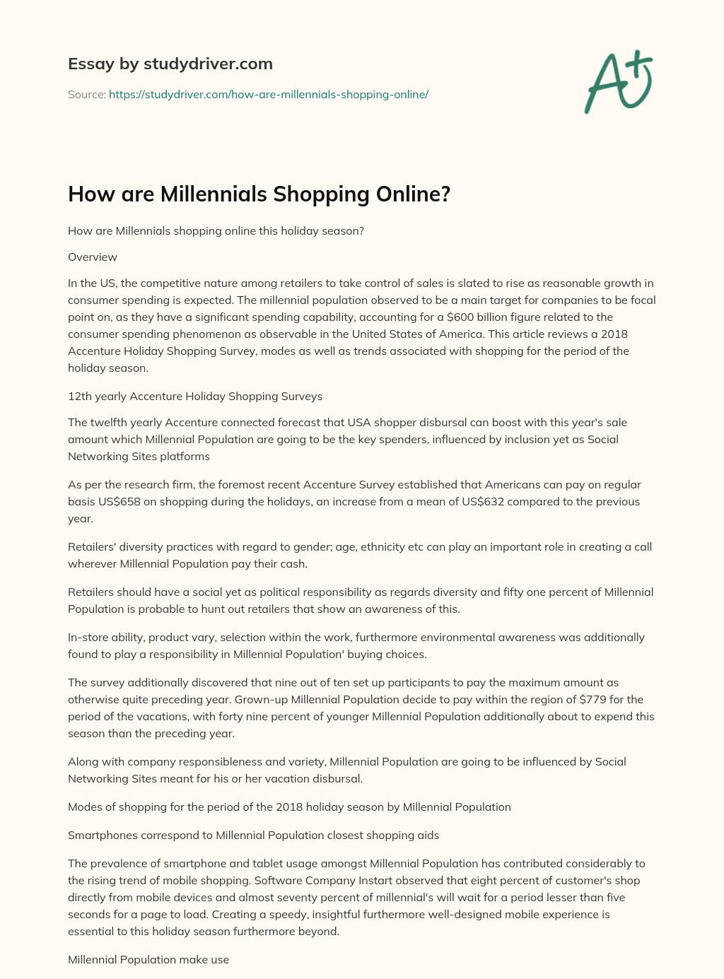 How are Millennials Shopping Online? essay