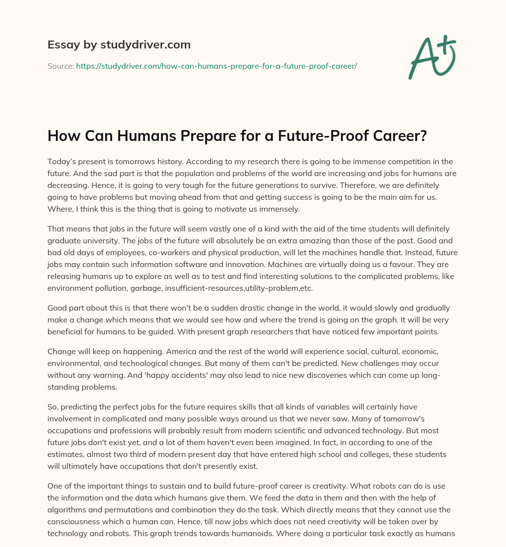 How Can Humans Prepare for a Future-Proof Career? essay