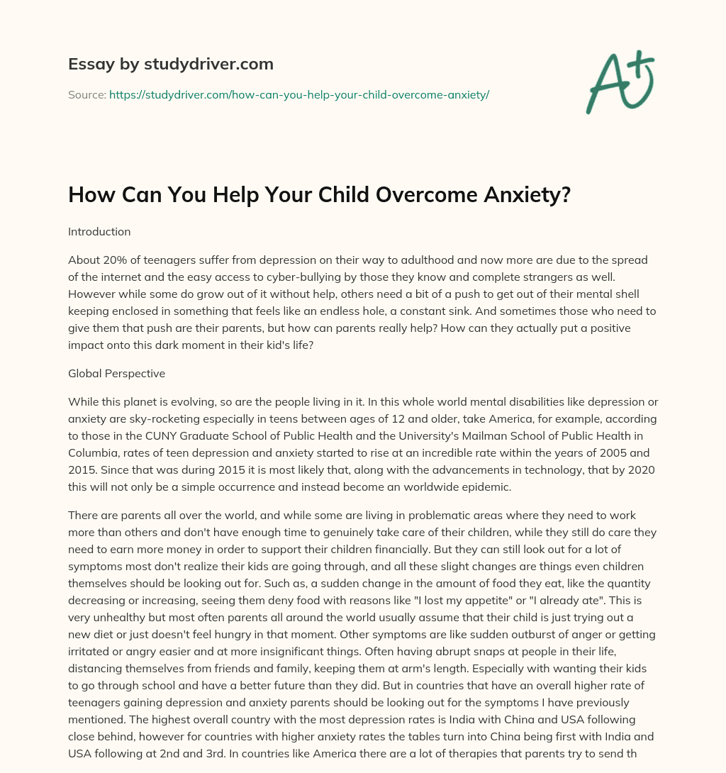 How Can you Help your Child Overcome Anxiety? essay
