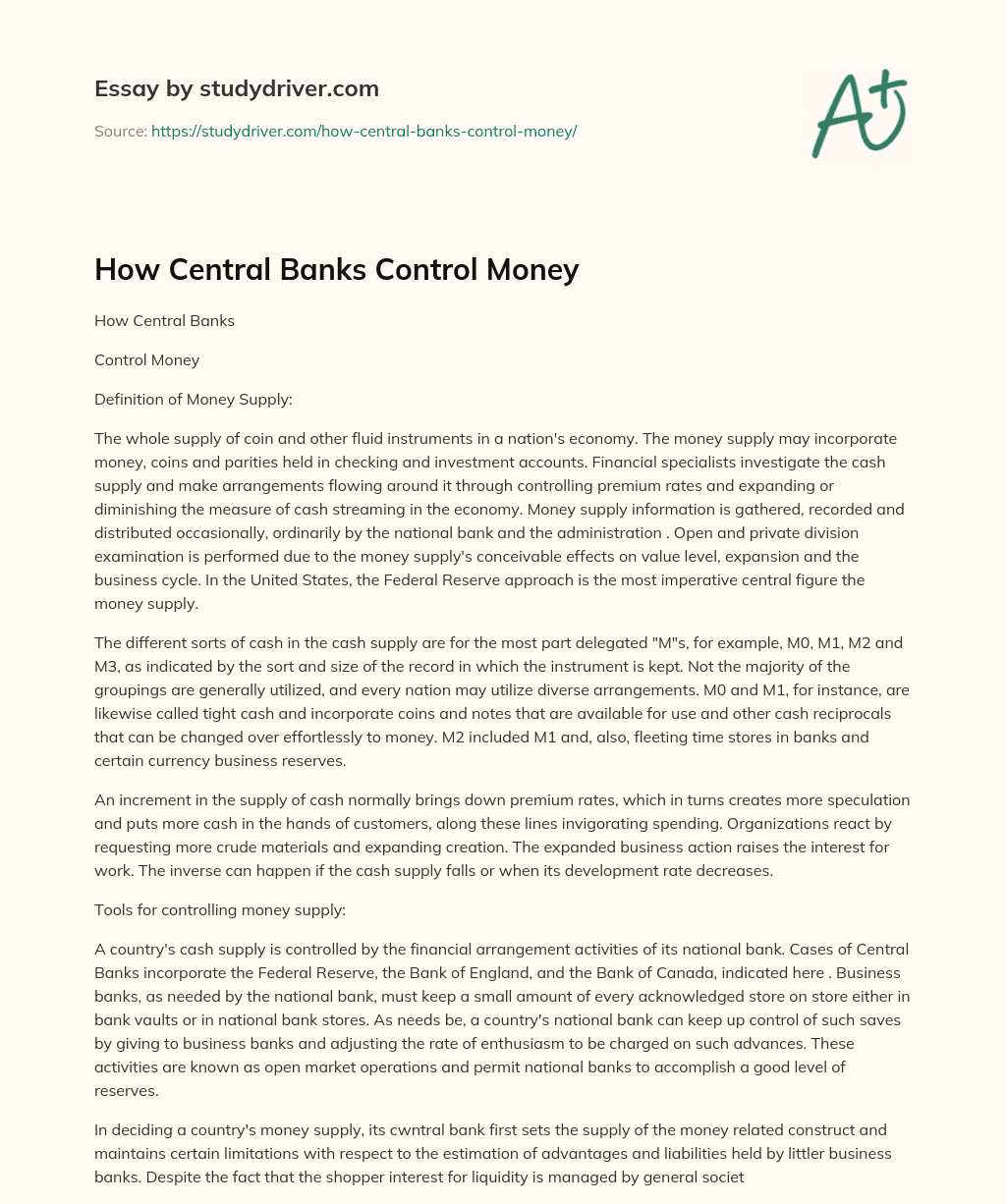 How Central Banks Control Money essay