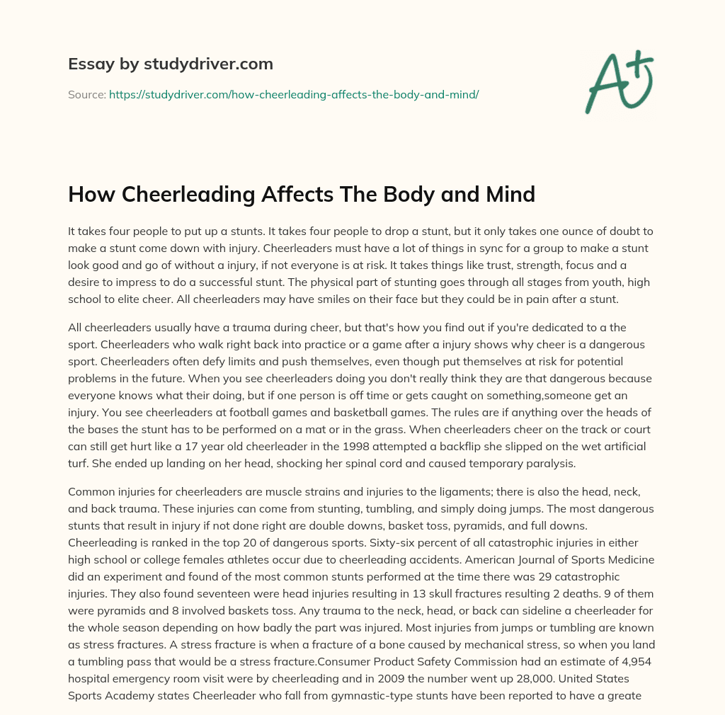 How Cheerleading Affects the Body and Mind essay