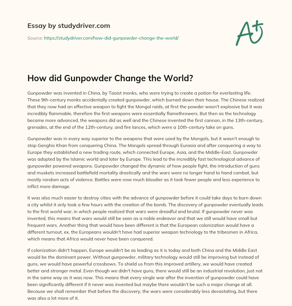 How did Gunpowder Change the World? essay