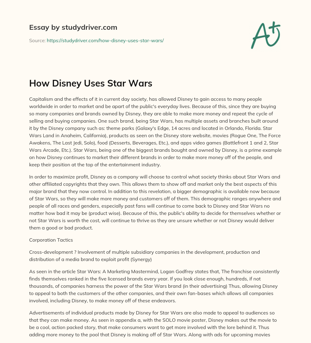 How Disney Uses Star Wars essay