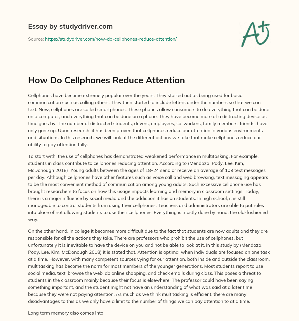 How do Cellphones Reduce Attention essay
