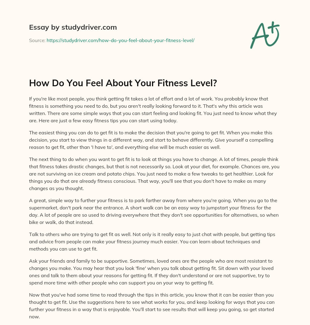 How do you Feel about your Fitness Level? essay