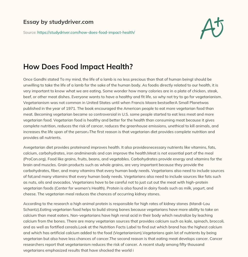 How does Food Impact Health? essay