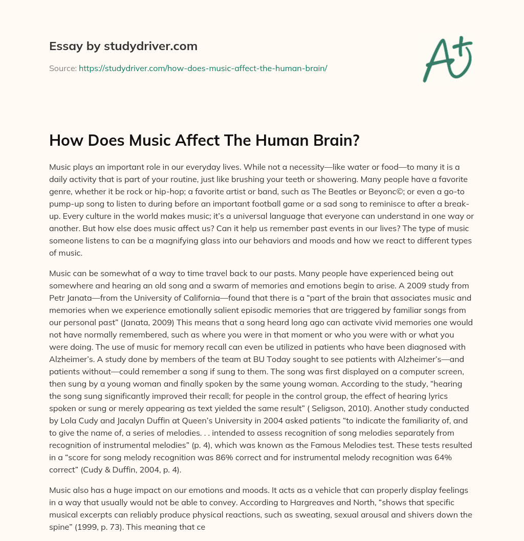 How does Music Affect the Human Brain? essay