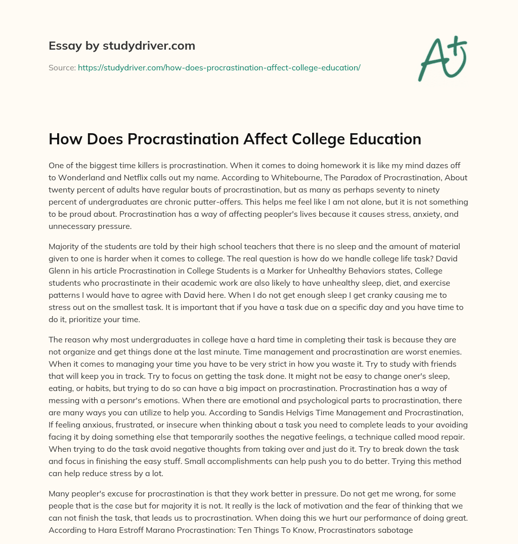 How does Procrastination Affect College Education essay