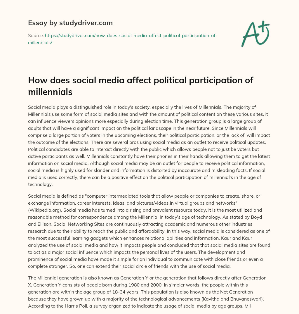 How does Social Media Affect Political Participation of Millennials essay