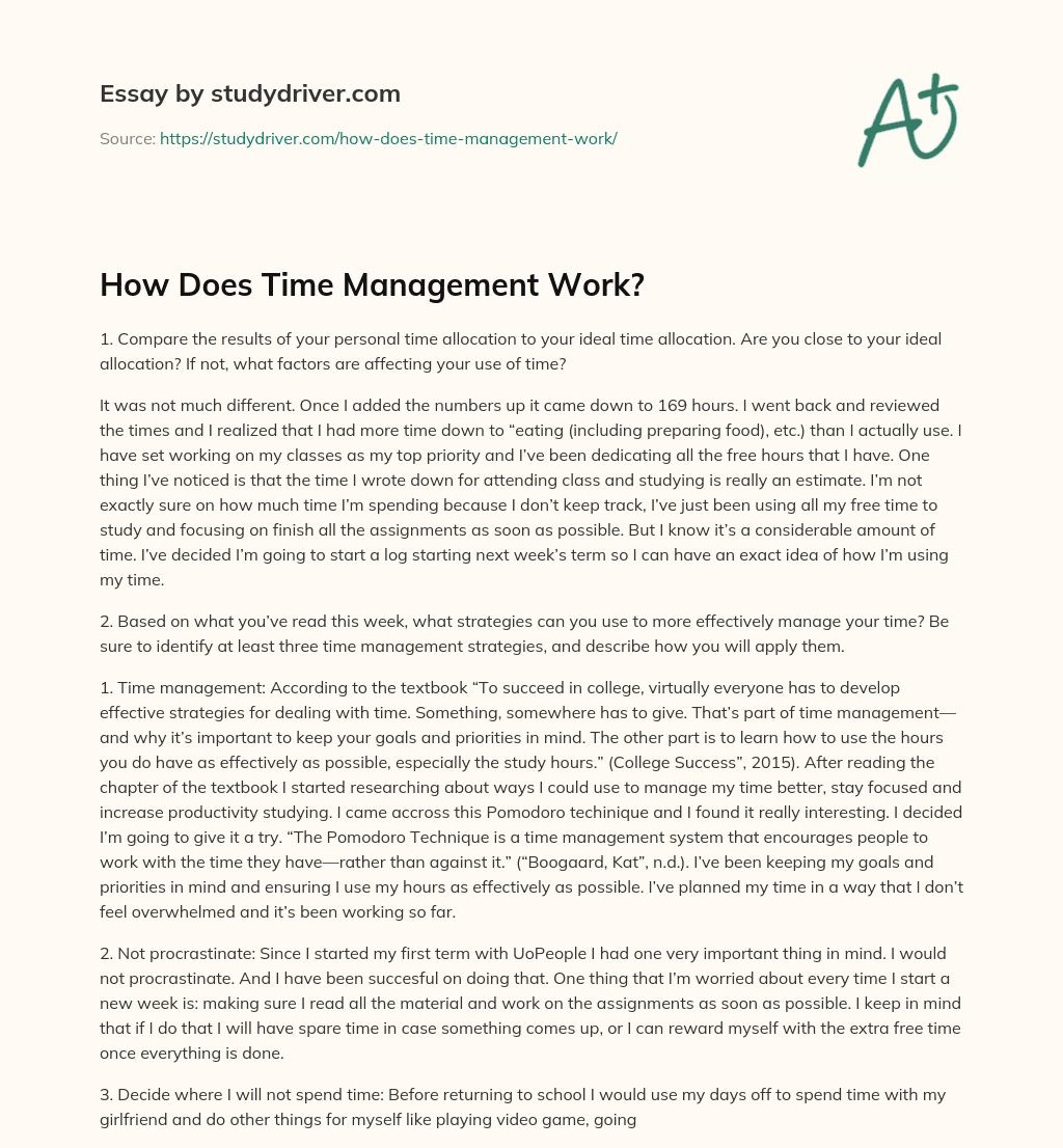How does Time Management Work? essay