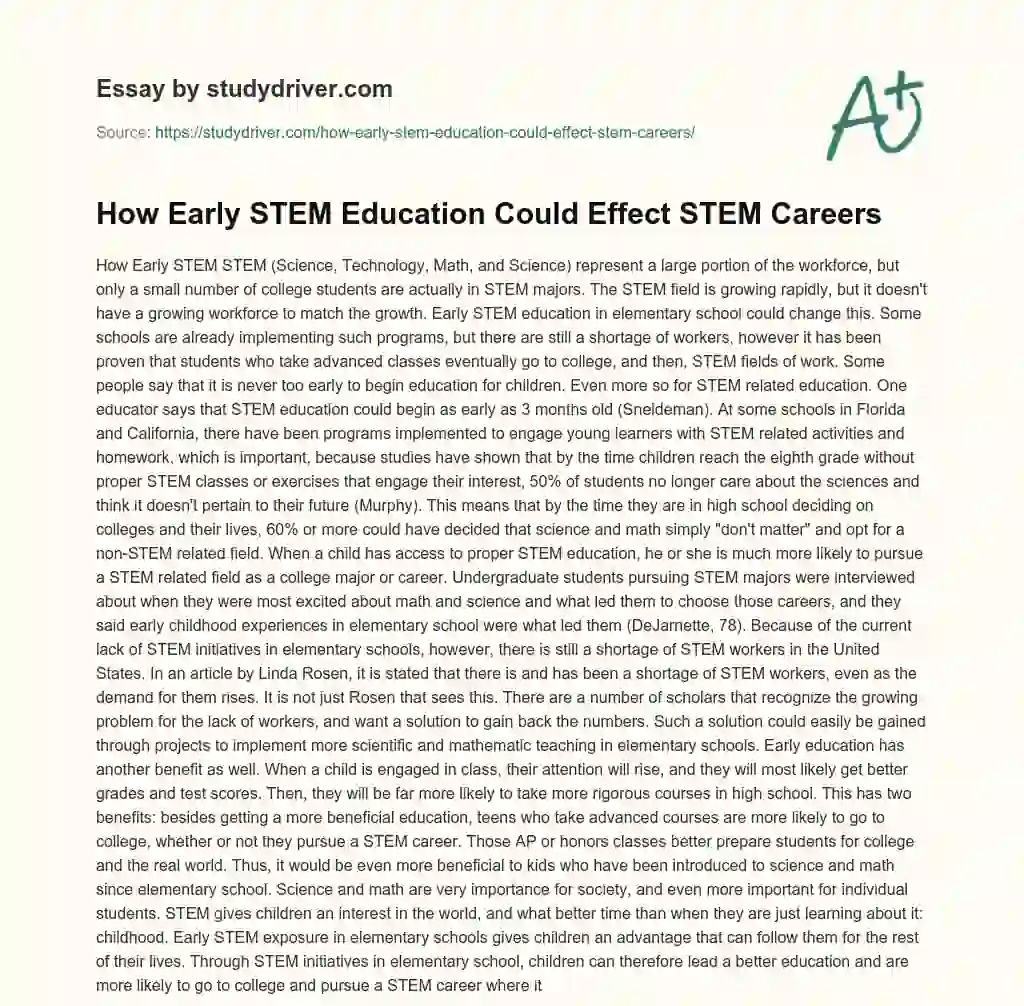 How Early STEM Education could Effect STEM Careers essay
