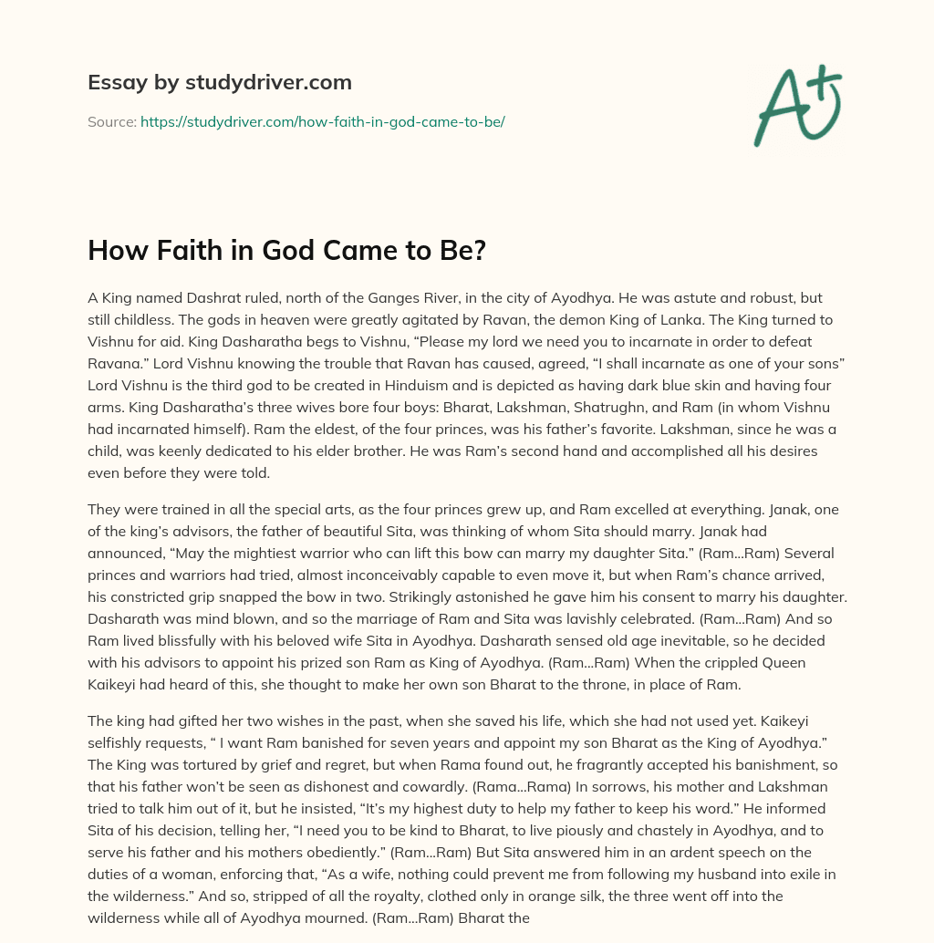 How Faith in God Came to Be? essay