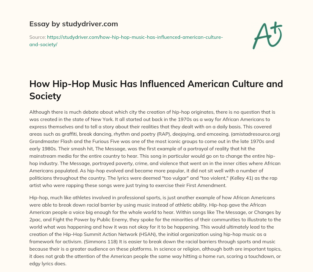 How Hip-Hop Music has Influenced American Culture and Society essay