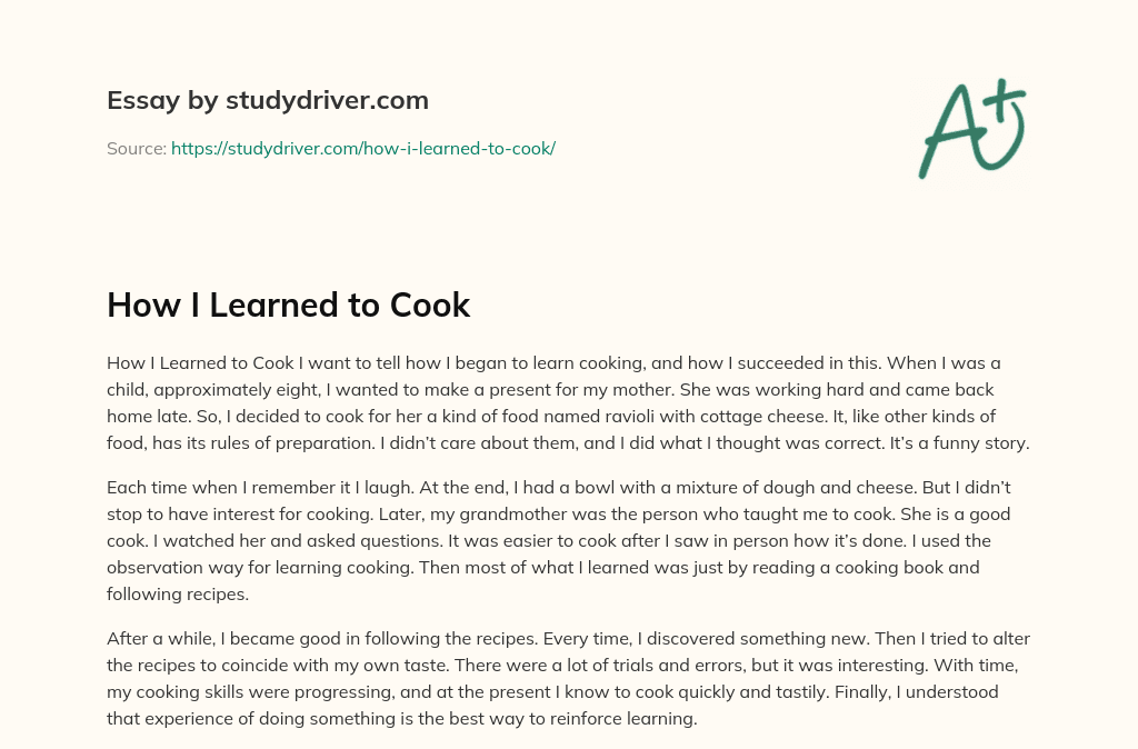 How i Learned to Cook essay