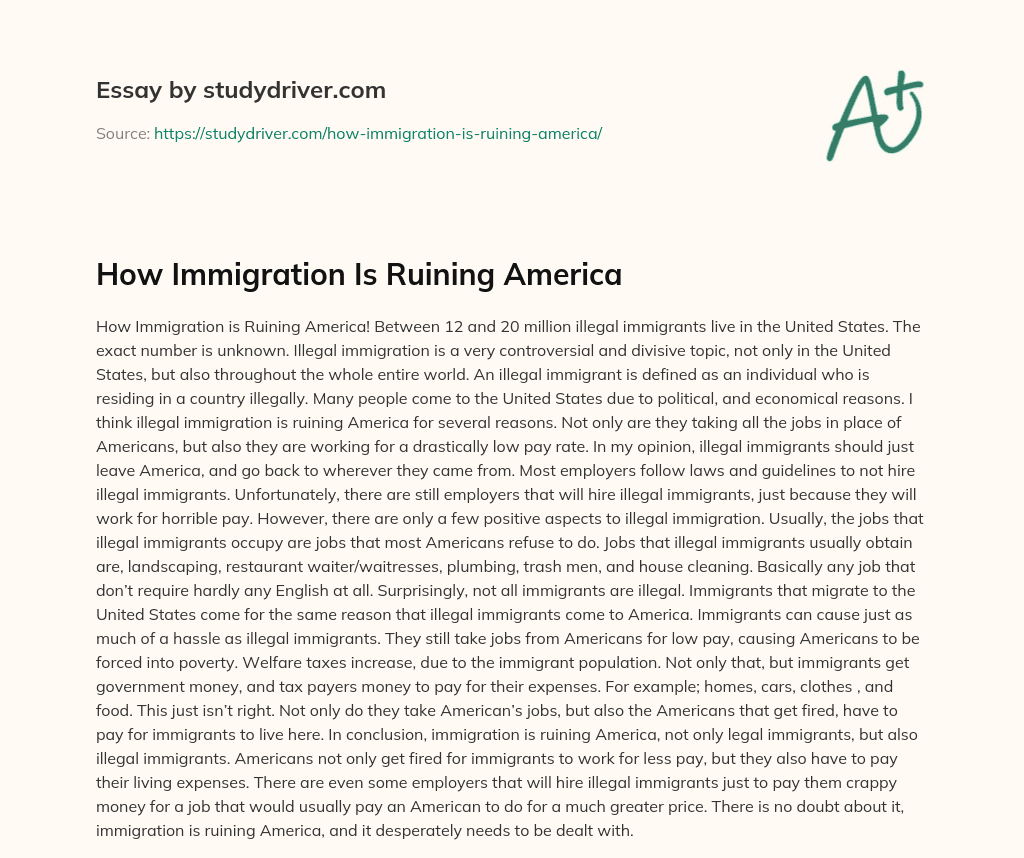 How Immigration is Ruining America essay