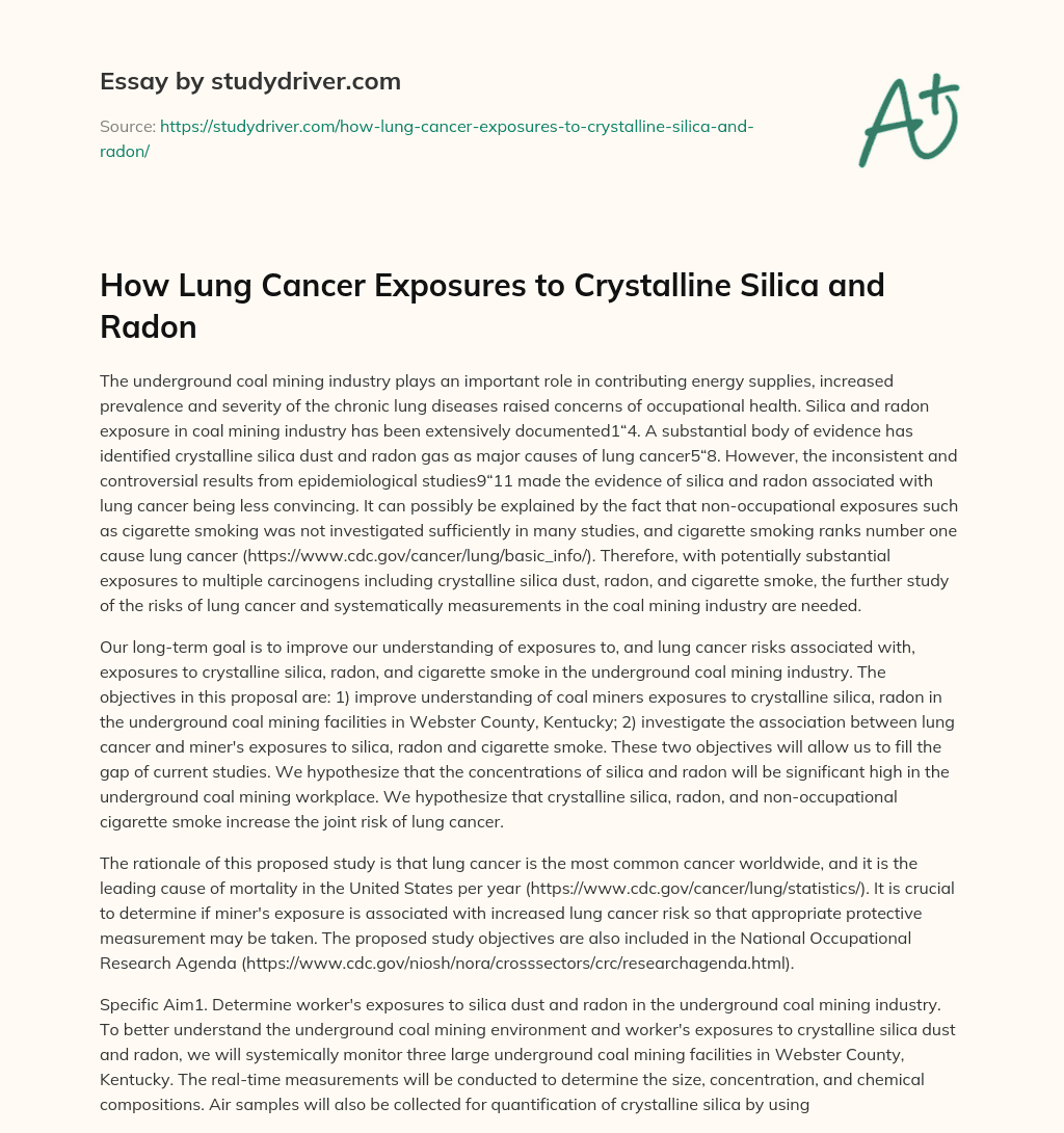 How Lung Cancer Exposures to Crystalline Silica and Radon essay