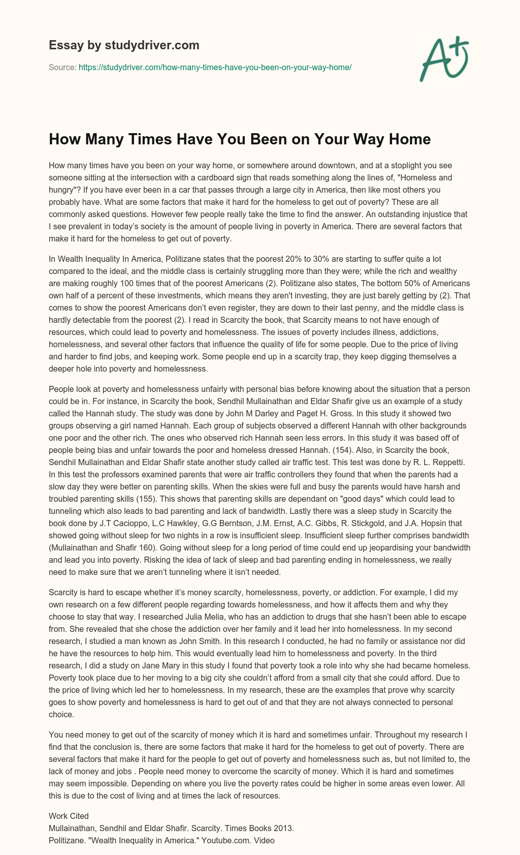 How Many Times have you been on your Way Home essay