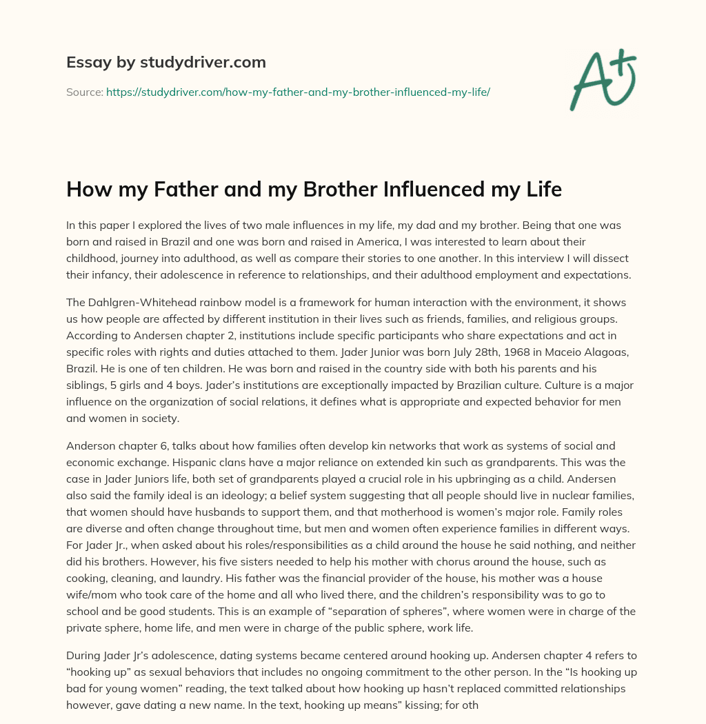 How my Father and my Brother Influenced my Life essay