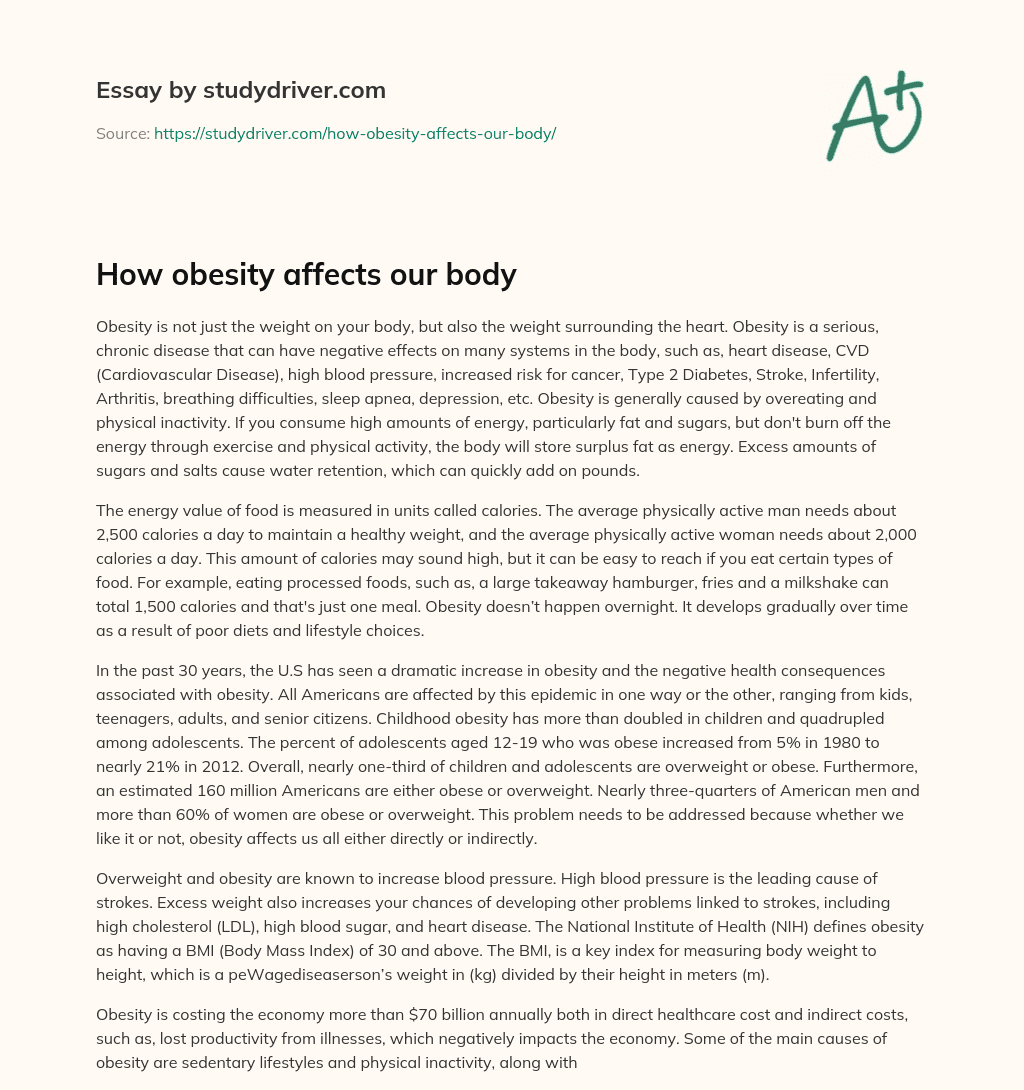How Obesity Affects our Body essay