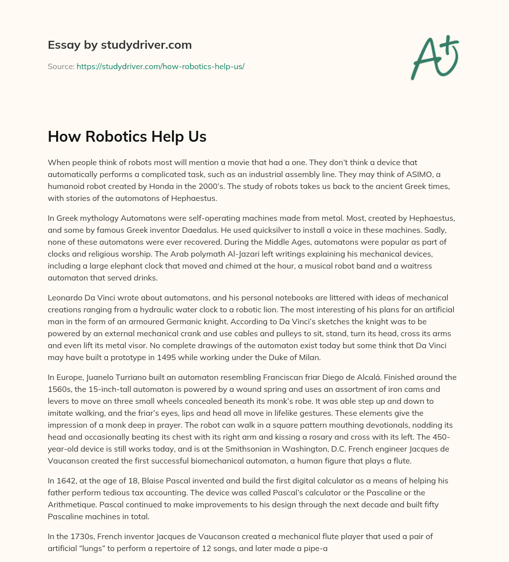 How Robotics Help Us essay