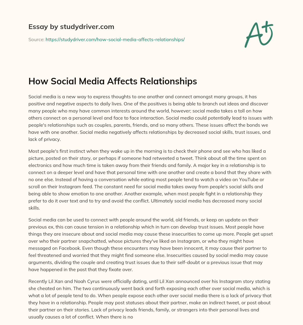 how social media affects relationships essay