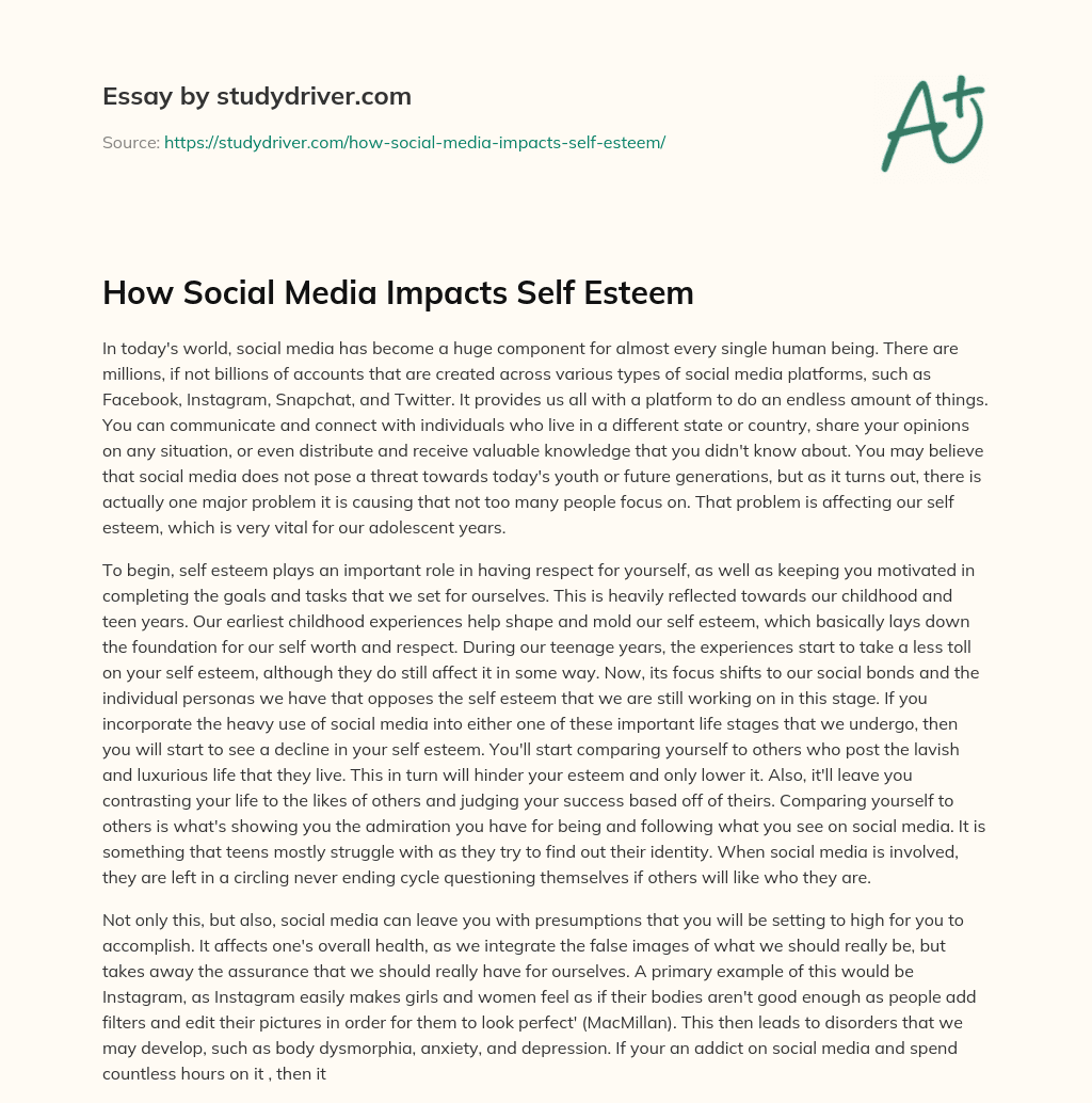 How Social Media Impacts Self Esteem essay