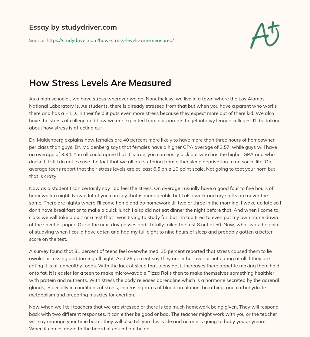 How Stress Levels are Measured essay