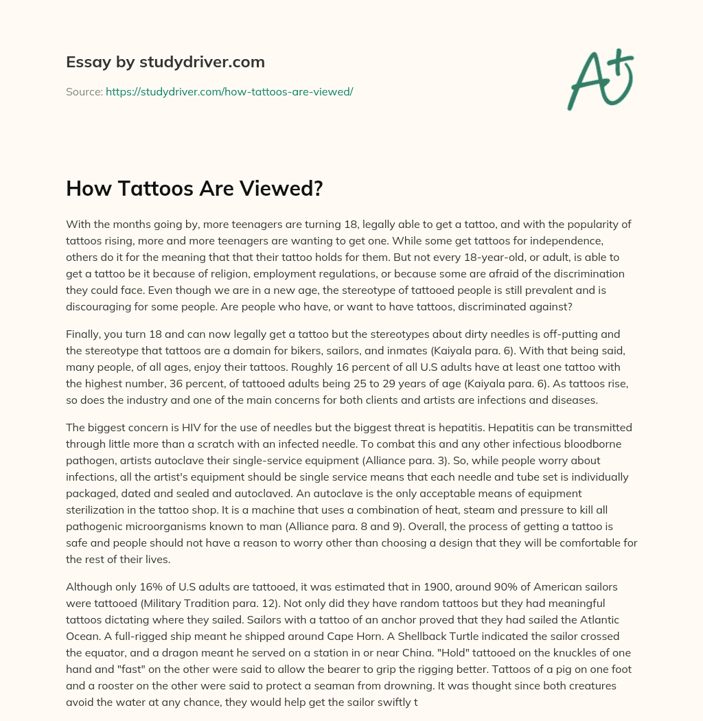 How Tattoos are Viewed? essay