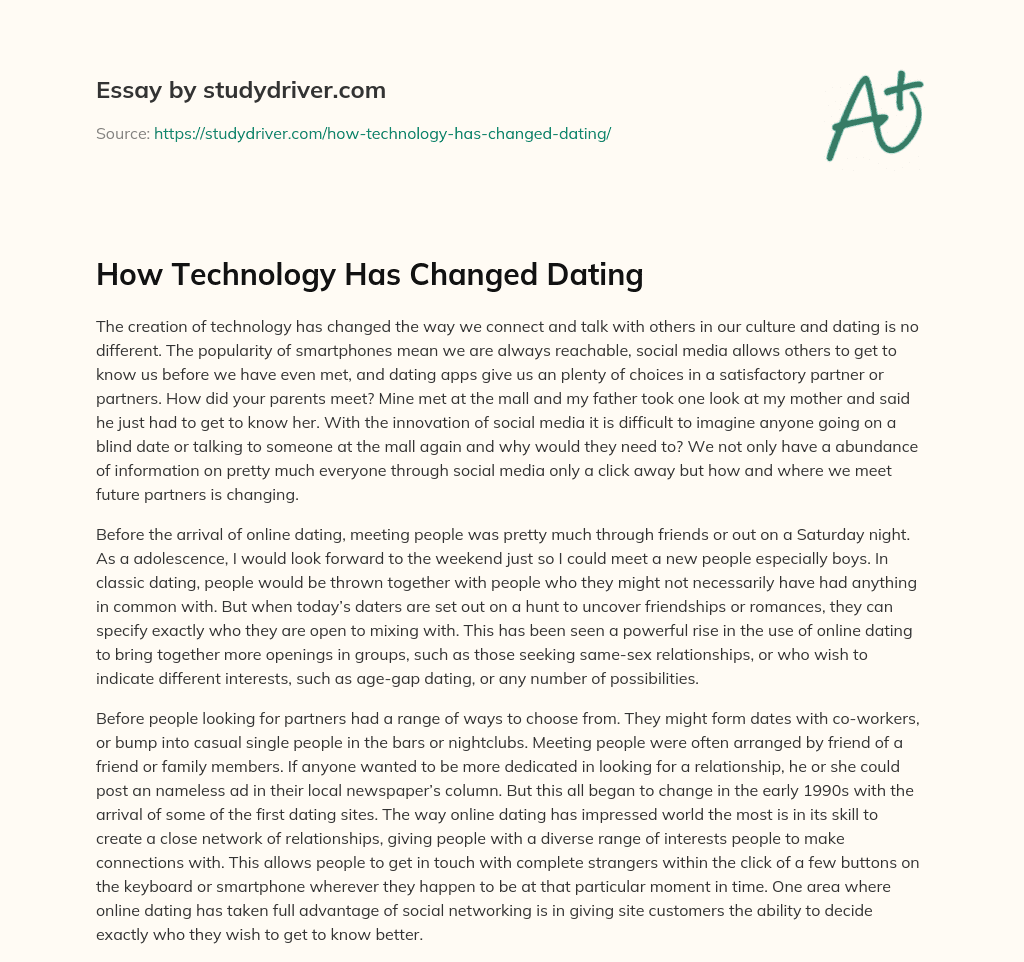 How Technology has Changed Dating essay