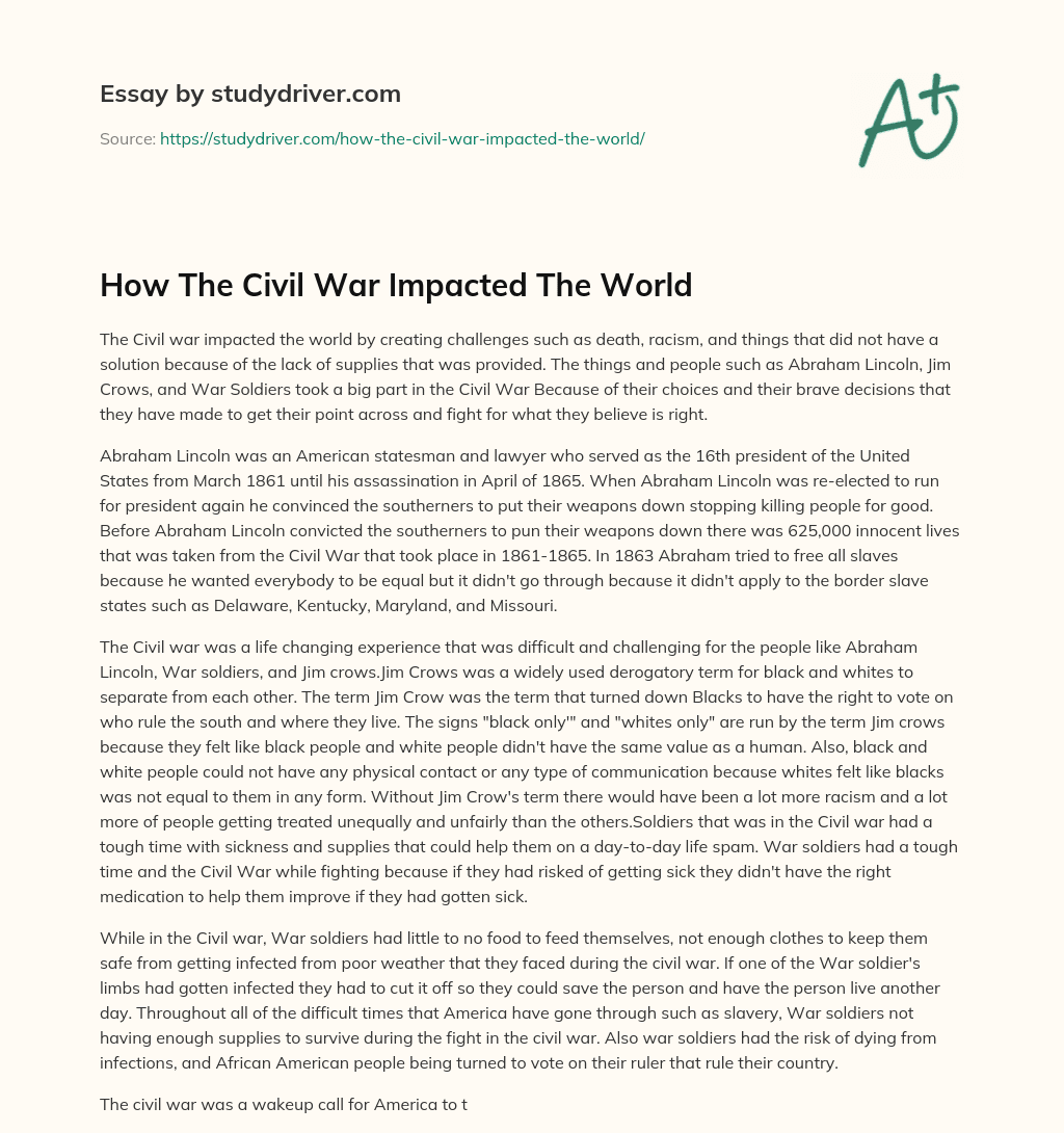 How the Civil War Impacted the World essay