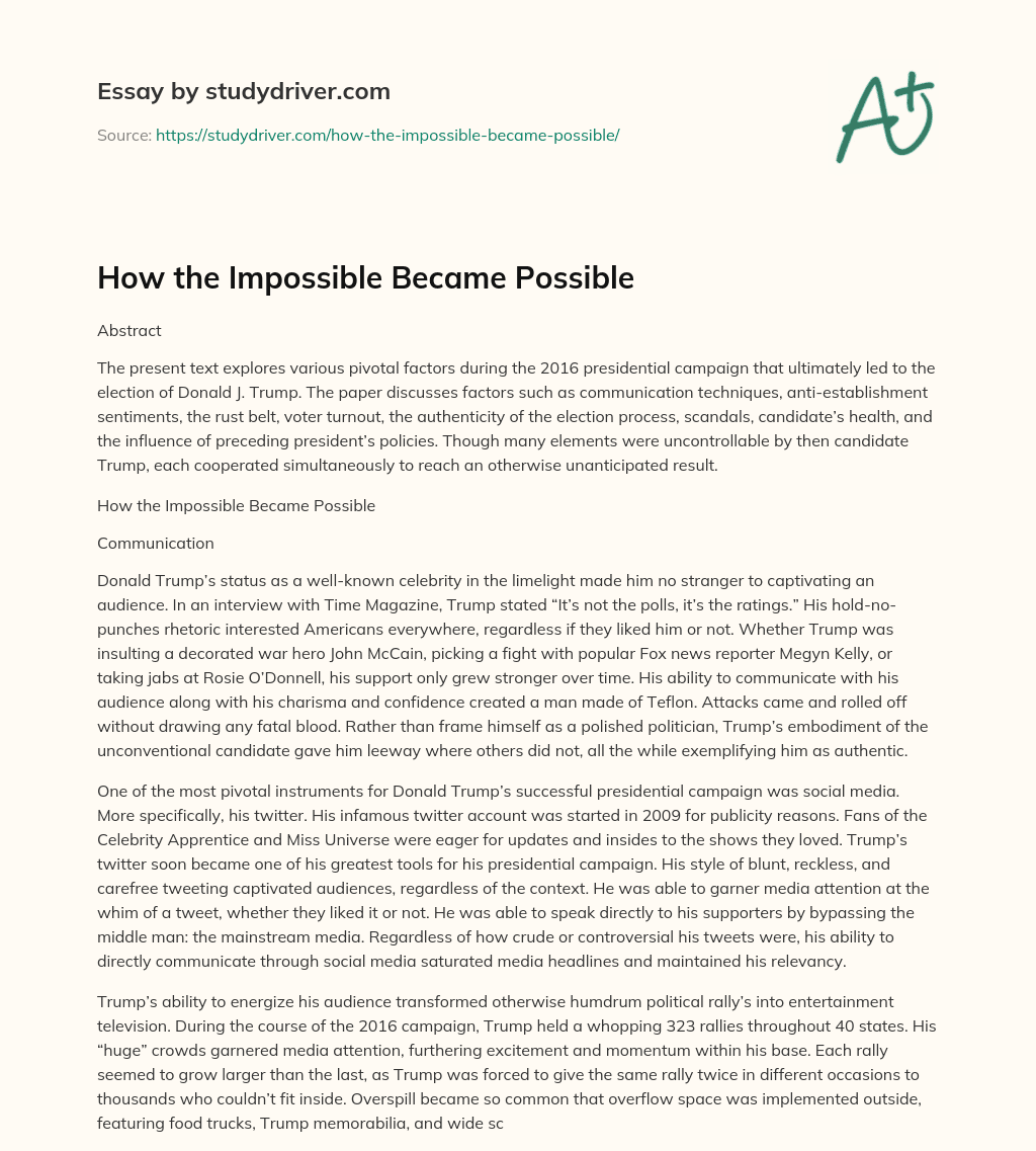 How the Impossible Became Possible essay