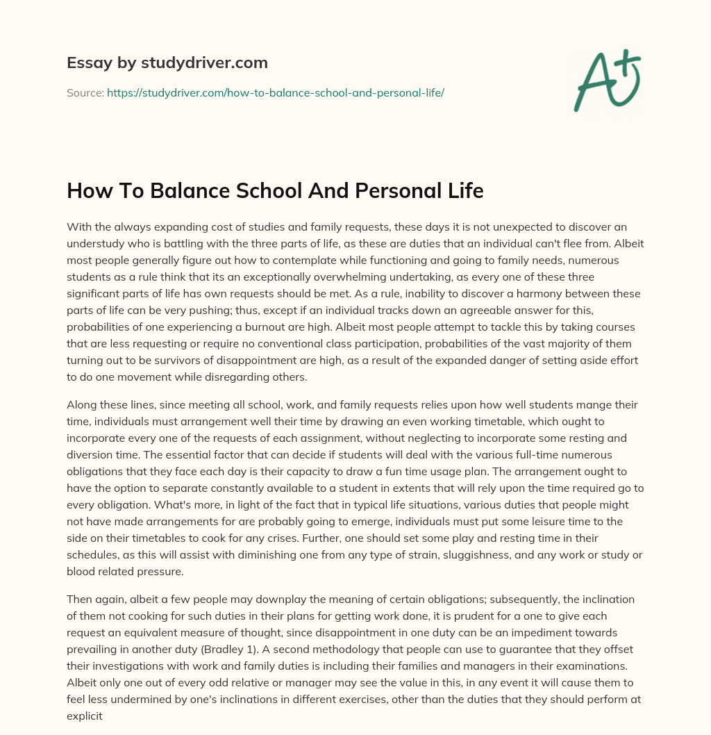 How to Balance School and Personal Life essay