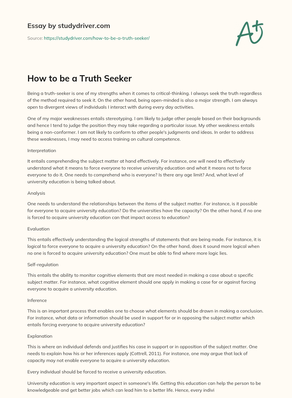 How to be a Truth Seeker essay