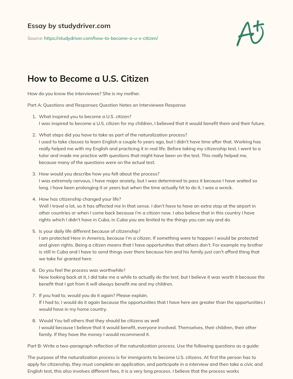 How to Become a U.S. Citizen essay