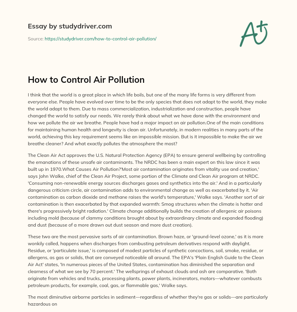 How to Control Air Pollution essay