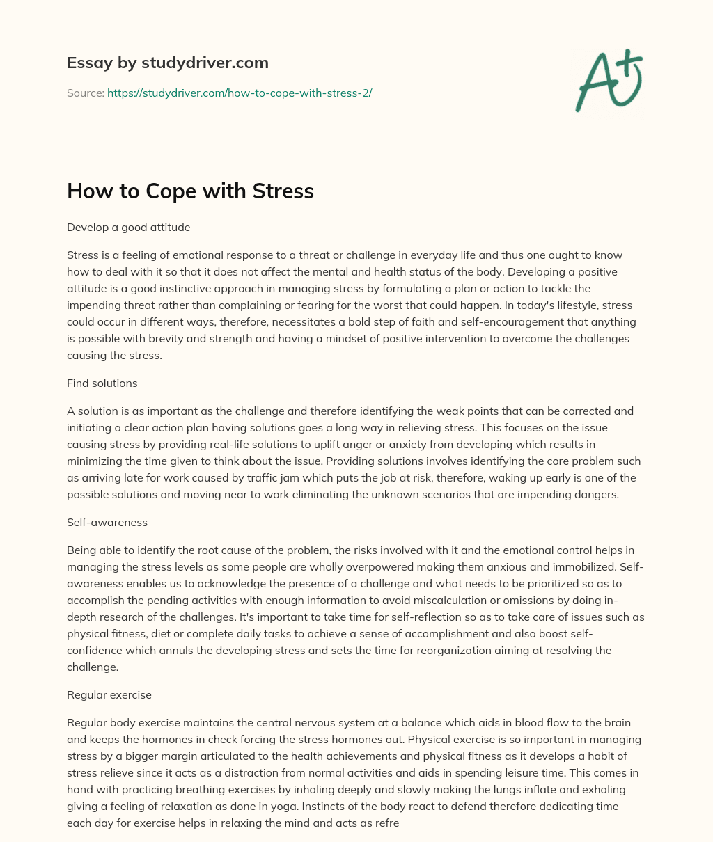 How to Cope with Stress essay