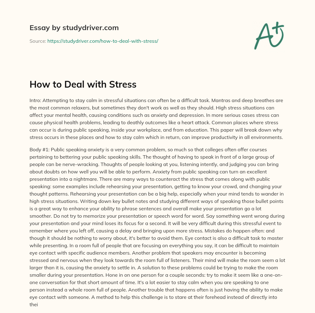 How to Deal with Stress essay