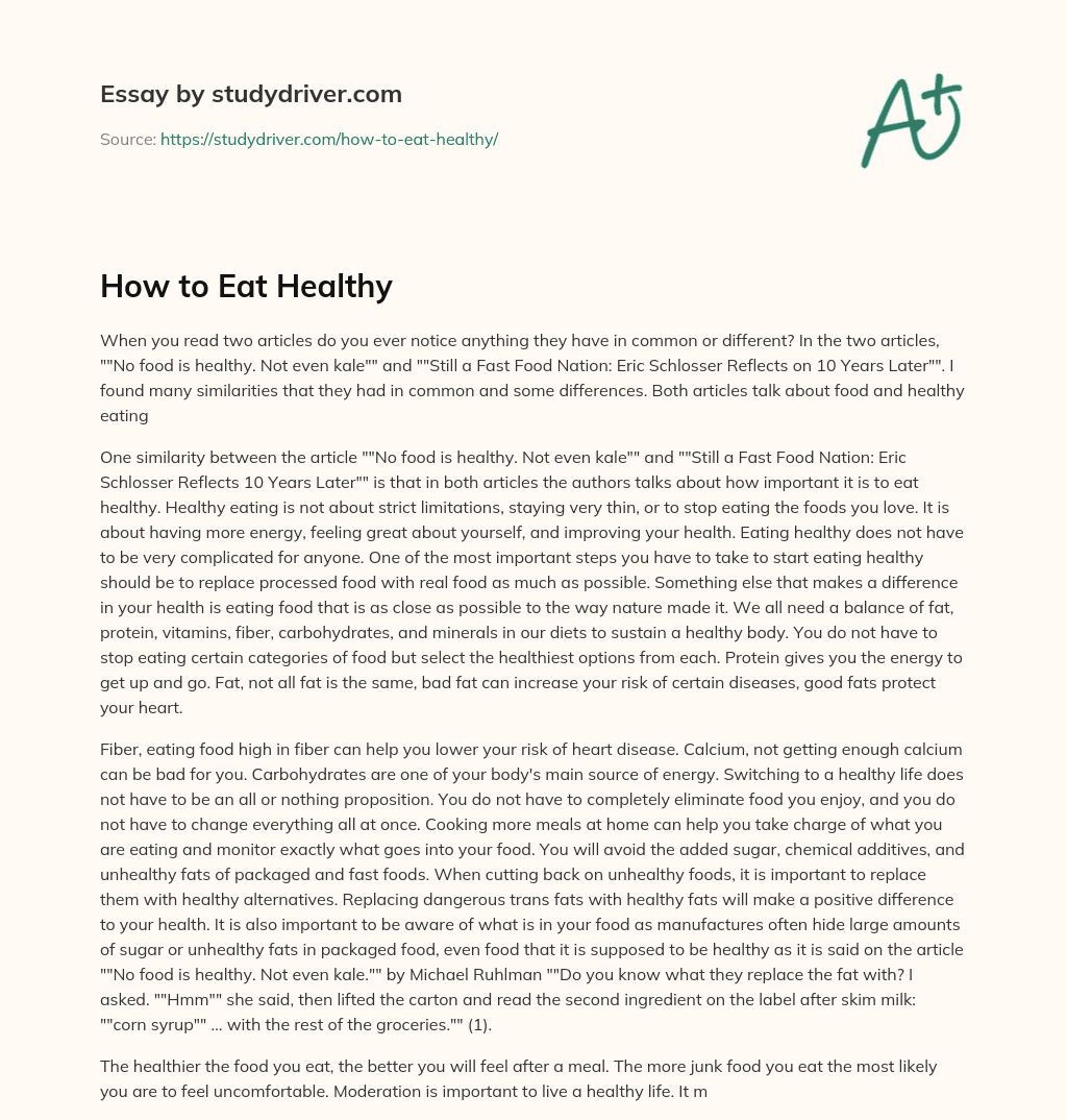 How to Eat Healthy essay