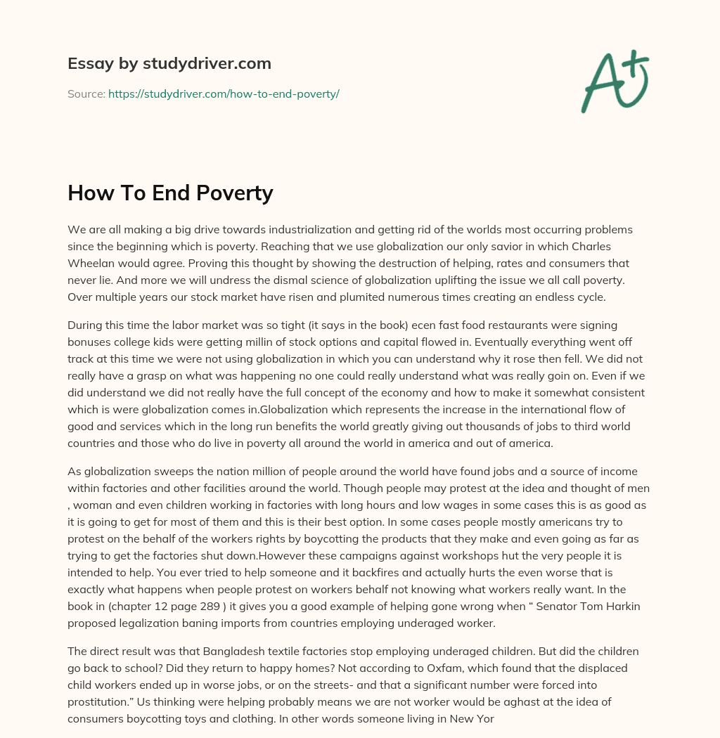 How to End Poverty essay