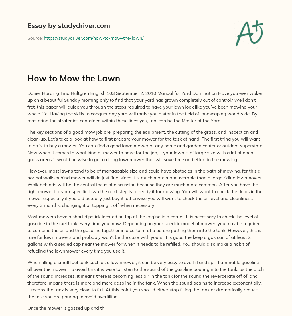 How to Mow the Lawn essay